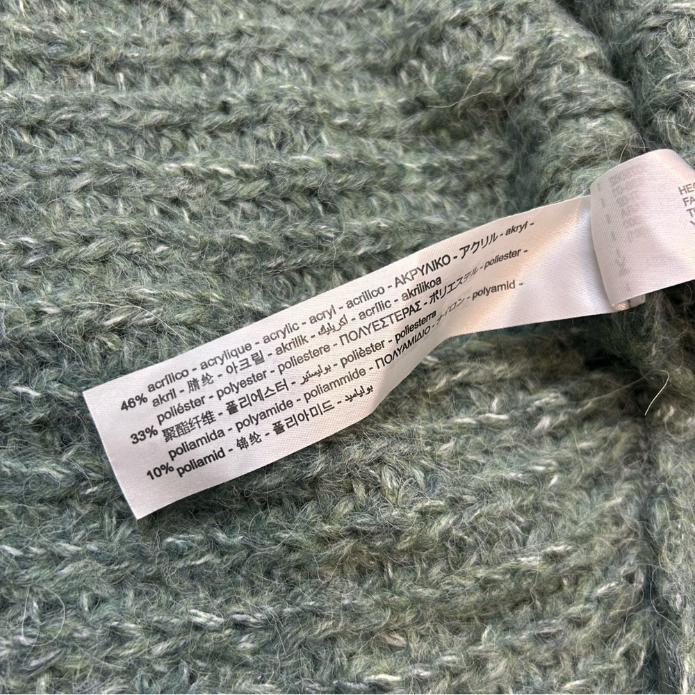 Zara Chunky Green Wrap Sweater Cropped Oversized Balloon Sleeve Cardigan Shawl - Picture 7 of 7